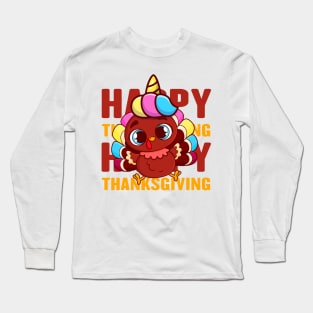 Cute Turkicorn Unicorn Thanksgiving For Girls Turkey Day Long Sleeve T-Shirt